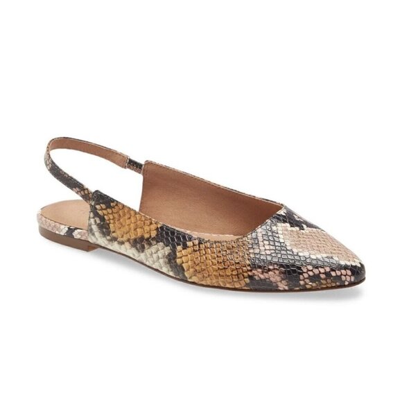 NEW Madewell The Margot Slingback Flats Shoes Snake Embossed Leather Size 9 - Picture 1 of 6